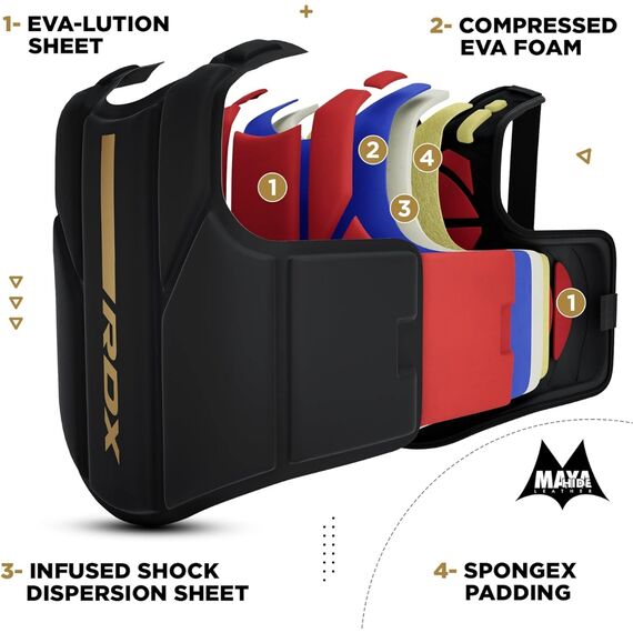 Chest Guard F6 Matte Golden-L/XL, Colour: Schwarz, Size: L-XL, 5 image