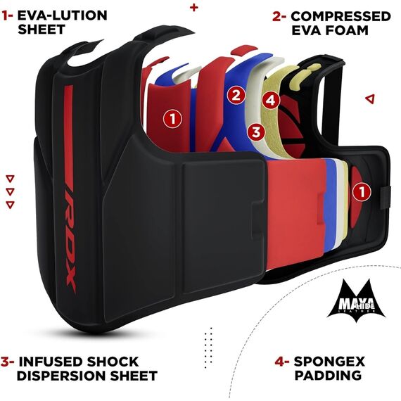 Chest Guard F6 Matte Red-S/M, Colour: Schwarz, Size: S-M, 7 image