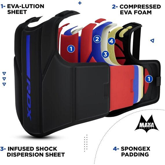 Chest Guard F6 Matte Blue-S/M, Colour: Schwarz, Size: S-M, 6 image