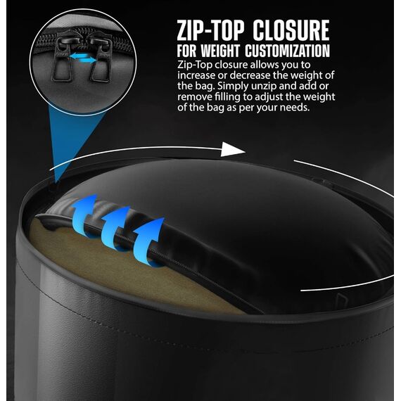 Sac de Frappe Corporel RDX Full Black avec Gants, 8 image