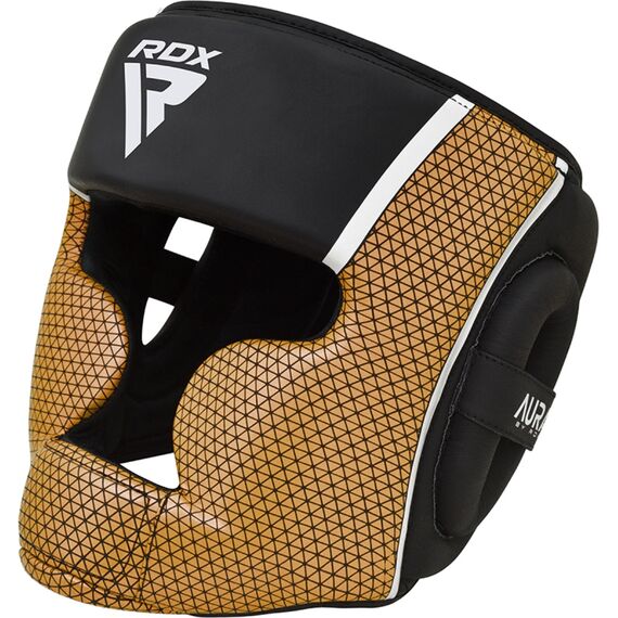 RDX Head Guard Aura Plus T-17 Black Golden-L, Size: L, Colour: Schwarz