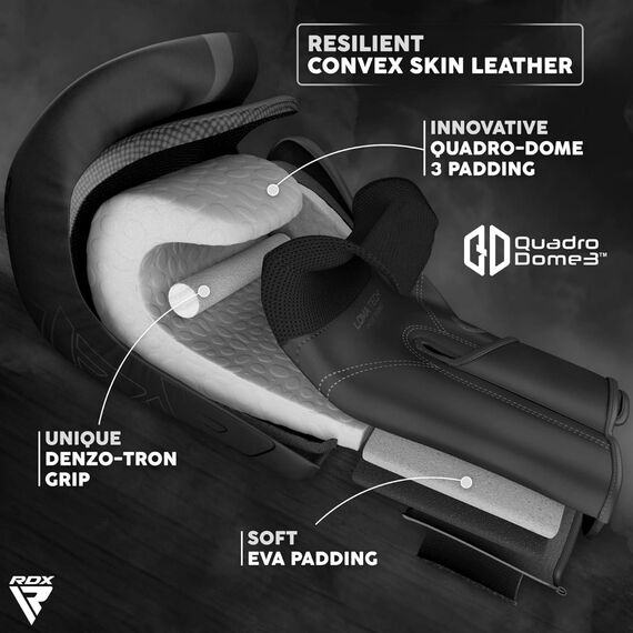 RDX F6 Kara Boxing Gloves – Comfort and protection for fighters, Colour: Schwarz, OZ: 12oz, 6 image