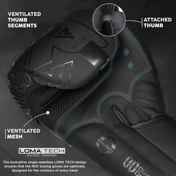 RDX F6 Kara Boxing Gloves – Comfort and protection for fighters, Colour: Schwarz, OZ: 16oz, 4 image