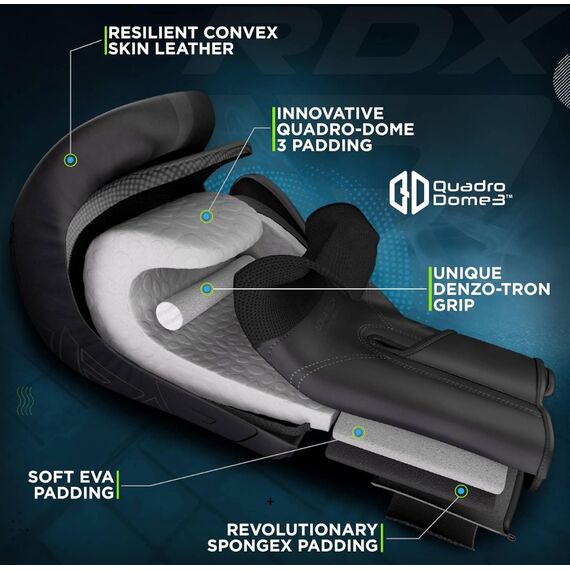 RDX F6 Kara Boxing Gloves – Comfort and protection for fighters, Colour: Schwarz, OZ: 8oz, 2 image