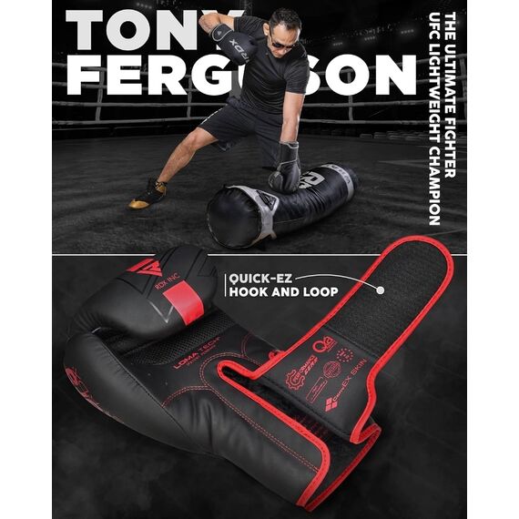 RDX F6 Kara Boxing Gloves – Comfort and protection for fighters, Colour: Schwarz, OZ: 12oz, 4 image