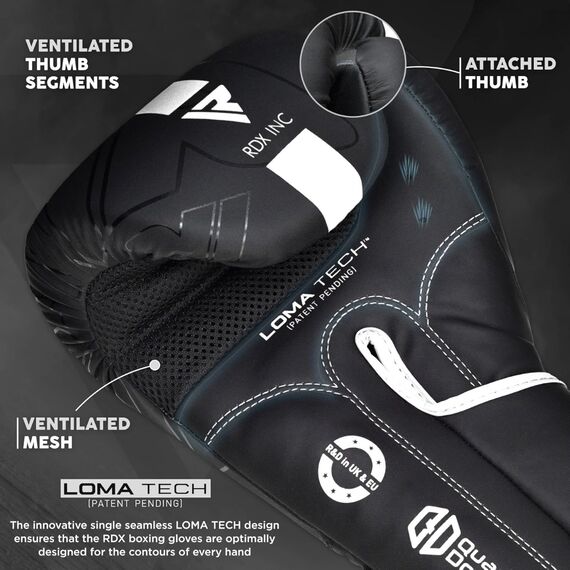 RDX F6 Kara Boxing Gloves – Comfort and protection for fighters, Colour: Schwarz, OZ: 10oz, 5 image
