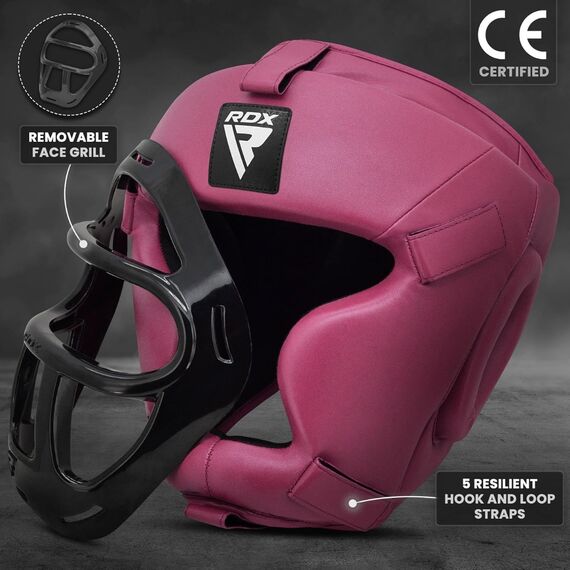 Kopfschutz Mit Abnehmbarem Gesichtsschutzgitter, Bekleidungsgrösse: L, Farbe: Pink, 5 image