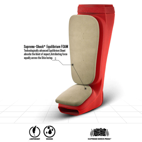 Hosiery Shin Instep Foam Red/White-S, Taglia: S, Colore: Rosso , 2 image