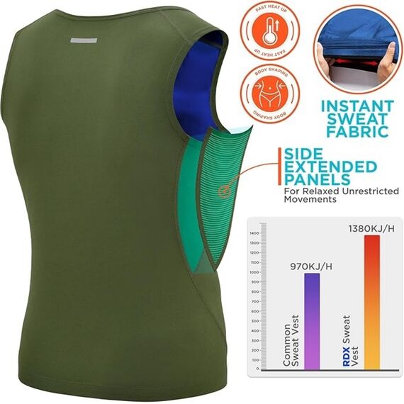 RDX Men's Sweat Jacket For Weight Loss, Taglia: 3XL, Colore: Khaki, 4 image