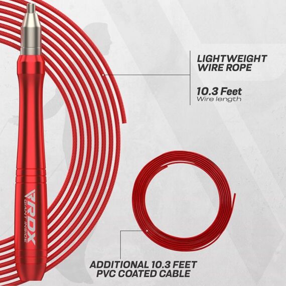 Corde à Sauter Réglable de 3m10 Avec Poignées Antidérapantes En Aluminium, Taille: Taille unique, Couleur: Rouge, 3 image