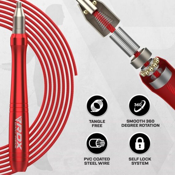 Corde à Sauter Réglable de 3m10 Avec Poignées Antidérapantes En Aluminium, Taille: Taille unique, Couleur: Rouge, 6 image