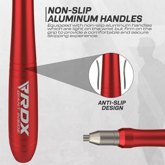 Corde à Sauter Réglable de 3m10 Avec Poignées Antidérapantes En Aluminium, Taille: Taille unique, Couleur: Rouge, 8 image