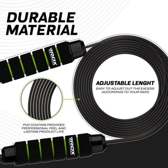 Skipping Rope Steel Coated Cable W1 Green-10.3Ft (15602), Colour: Green, Length: 304 cm, 4 image