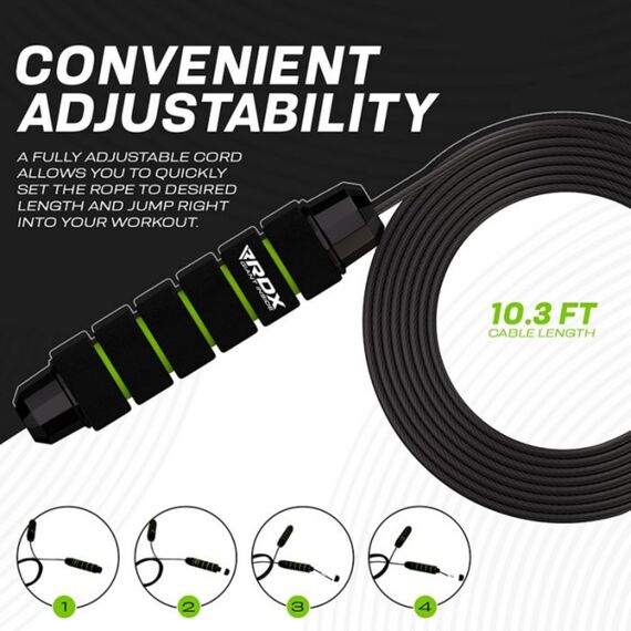 Skipping Rope Steel Coated Cable W1 Green-10.3Ft (15602), Colour: Green, Length: 304 cm, 6 image