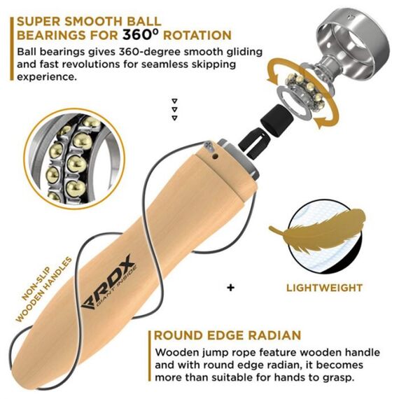 Skipping Rope Woodedn Brown-10.3Ft (15800), Size: One Size, Colour: Beige, Length: 3.10m, 2 image