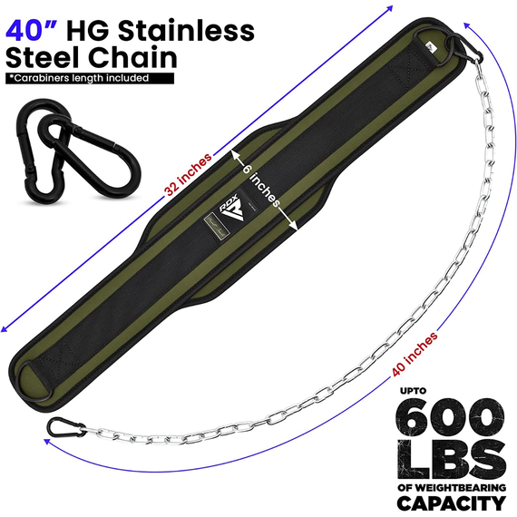 Ceinture pour Dips lestés, Couleur: Vert, 5 image