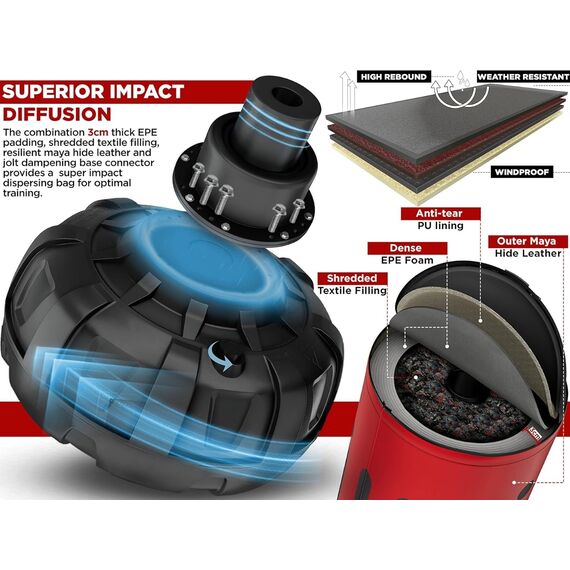 Free Standing Punch Bag F9 + Bag Mitts, Colour: Rot, Length: 1.8m, 5 image