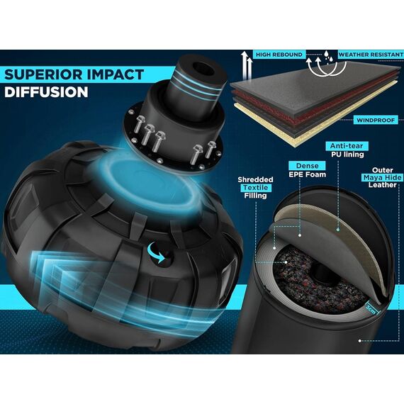 Sac de frappe autoportant cible + gants, Couleur: Noir, Longueur: 1.8m, 4 image