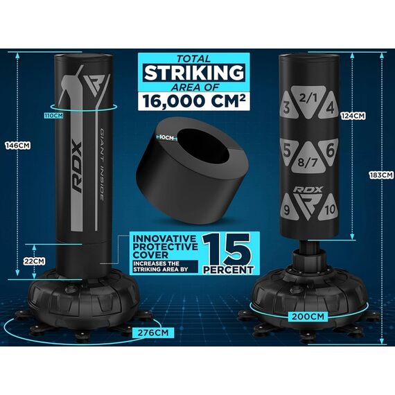 Freistehender Boxsack Ziel + Boxhandschuhe, Farbe: Silber, Länge: 1.8m, 6 image