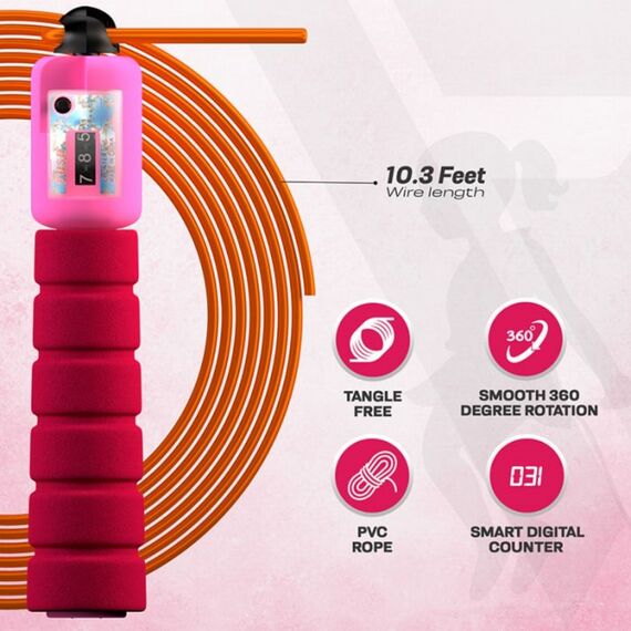 Skipping Rope Kids Plastic Abs Pink-10Ft (17590), Colour: Rosa, Length: 3.10m, 6 image