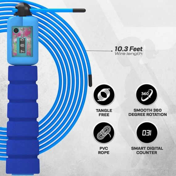Skipping Rope Kids Plastic Abs Blue-10Ft (17606), Colour: Blue, Length: 3.10m, 6 image
