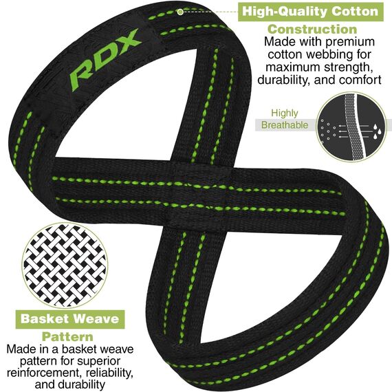 RDX Gym Lifting Cotton Straps, Size: S, Colour: Green, 9 image