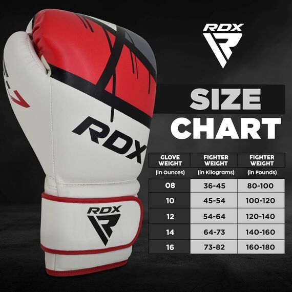 Boxing Gloves RDX F7 Ego – White/Red – 16oz, Colour: Rot, OZ: 16oz, 3 image
