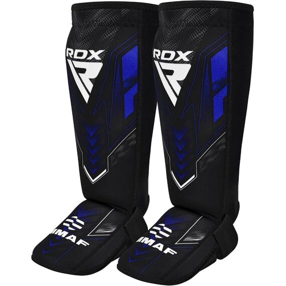 Neoprene Shin Instep Guards RDX IMMAF – Blue/Black – XL, Size: XL, Colour: Blue