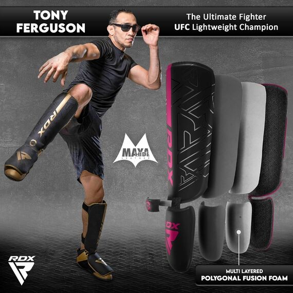 Shin Guards RDX F6 KARA - Black/Pink - L, 6 image