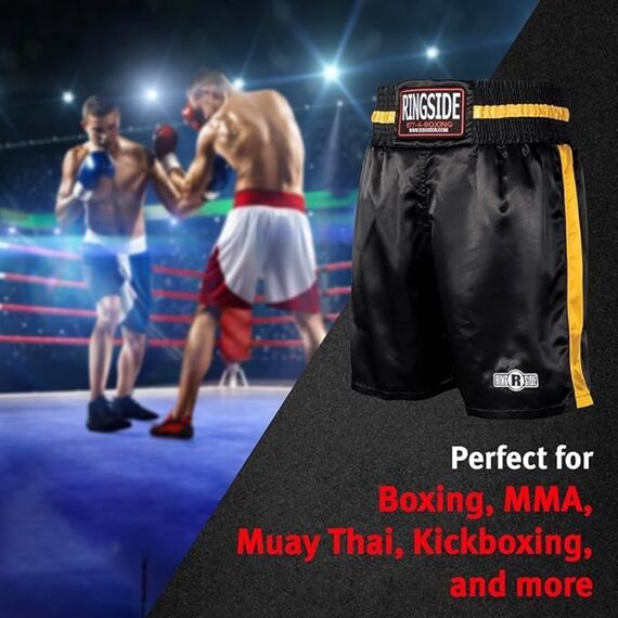 Shorts de boxe Pro Ringside, Taille: M, Couleur: Noir, 4 image