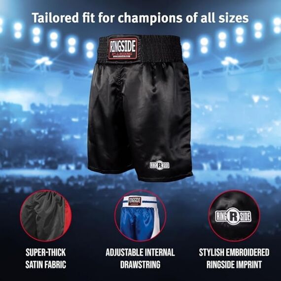 Ringside Pro Boxing Trunks, Size: L, Colour: Schwarz, 6 image