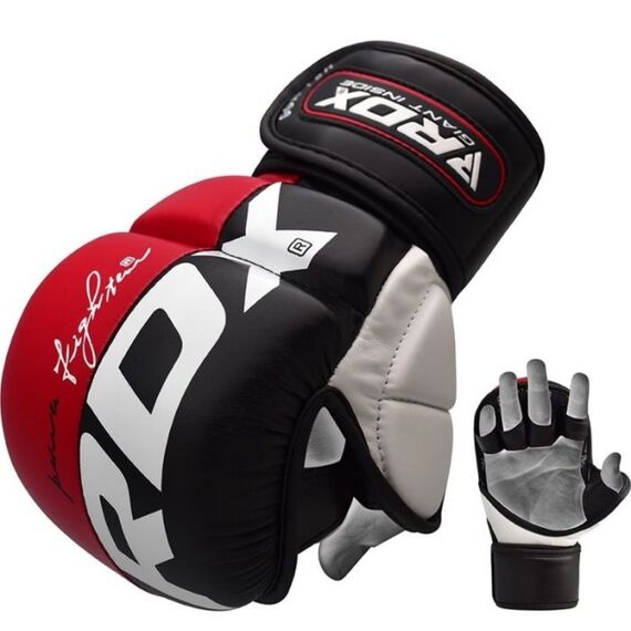 Gants de MMA Sparring RDX Rex T6 Plus – Rouge et Noir – M, Taille: M, Couleur: Rouge, 3 image