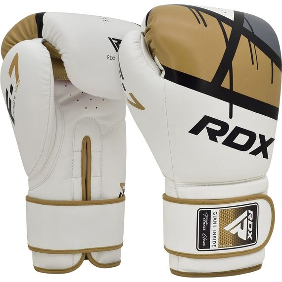 Boxhandschuhe RDX F7 Ego – Weiss/Gold – 10oz, Farbe: Gold, OZ: 10oz