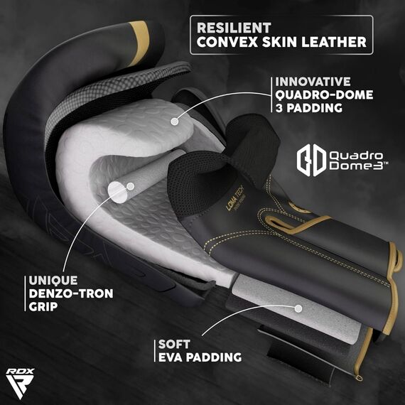 Guantoni Boxe RDX F6 Kara – Nero/Oro – 14oz, Colore: Nero, OZ: 14oz, 2 image