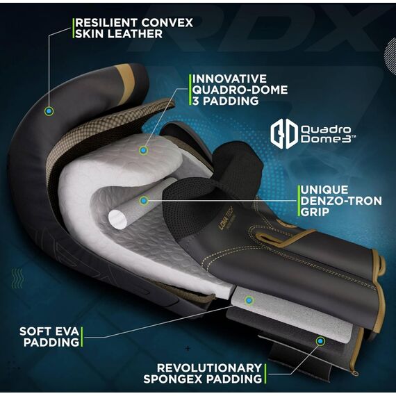 Guantoni Boxe RDX F6 Kids – Nero/Oro – 6oz, Colore: Oro , OZ: 6oz, 2 image