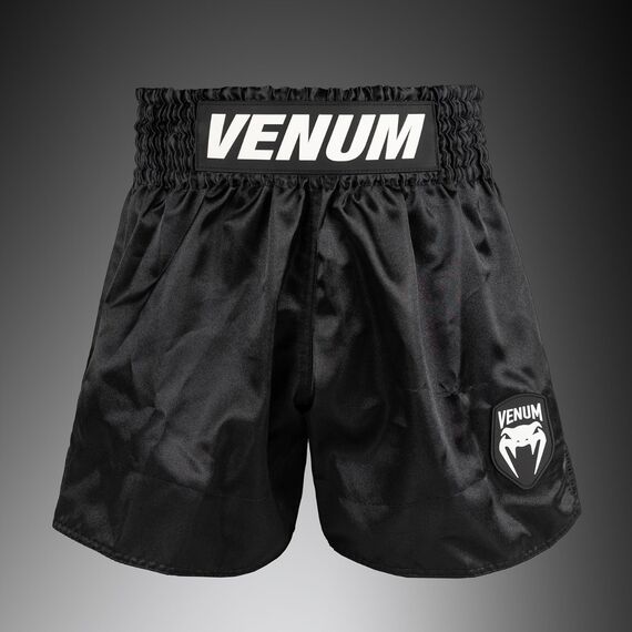 Muay Thai Shorts Venum Classic Evo – Black/White – L, Size: L, Colour: Schwarz