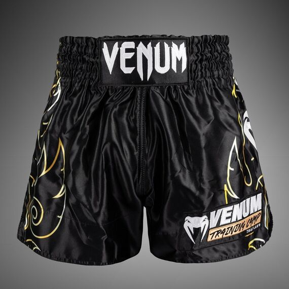 Muay Thai Shorts Venum VTC Flames – Black/Gold – M, Size: M, Colour: Schwarz