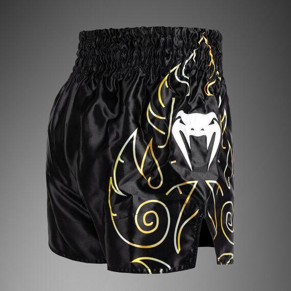 Muay Thai Shorts Venum VTC Flames – Black/Gold – S, Size: S, Colour: Schwarz, 2 image