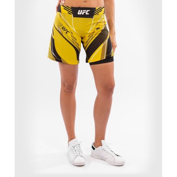 UFC Authentic Fight Night Women's Shorts - Long Fit, Colour: Yellow, Size: M, 3 image