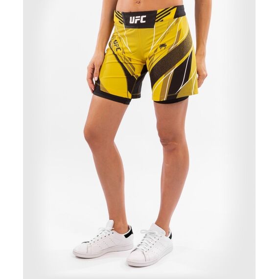 UFC Authentic Fight Night Women's Shorts - Long Fit, Colour: Yellow, Size: M, 4 image