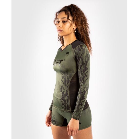 UFC Authentic Fight Week Women's Performance Long Sleeve Rashguard, Colore: Khaki, Size: S, 2 image