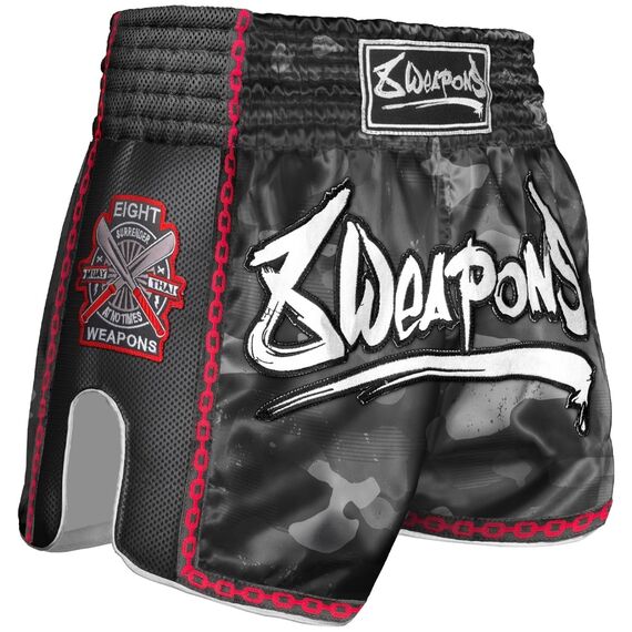 8 WEAPONS Muay Thai Shorts, Urban Camo 2.0, Taglia: XL, Colore: Nero
