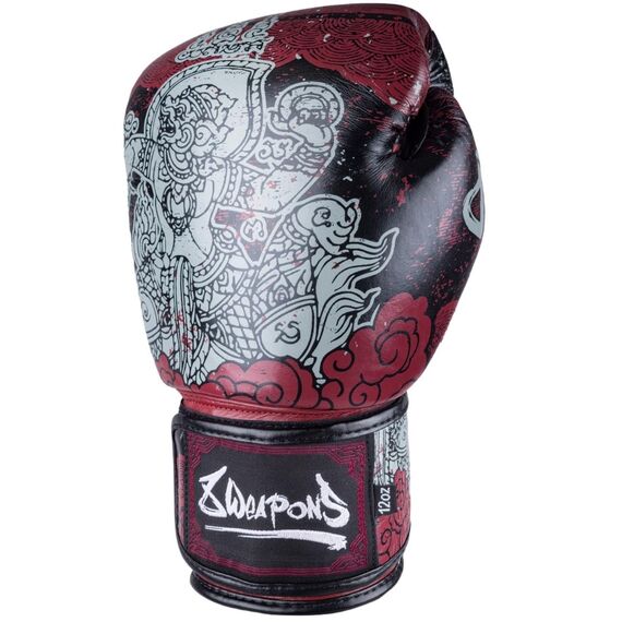 Boxhandschuhe 8 WEAPONS Hanuman Yant – Schwarz/Rot – 12 oz, Farbe: Schwarz, OZ: 12oz, 7 image