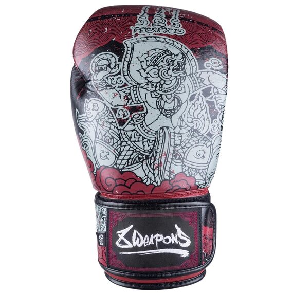 Boxhandschuhe 8 WEAPONS Hanuman Yant – Schwarz/Rot – 12 oz, Farbe: Schwarz, OZ: 12oz, 9 image