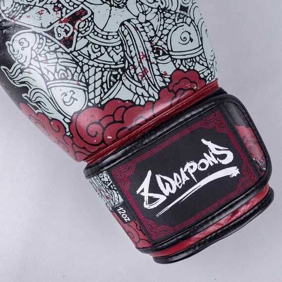 Boxhandschuhe 8 WEAPONS Hanuman Yant – Schwarz/Rot – 14 oz, Farbe: Schwarz, OZ: 14oz, 4 image