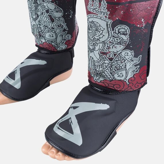 Protège-tibias 8 WEAPONS Hanuman Yant – Noir/Rouge – S, Taille: S, Couleur: Noir, 8 image