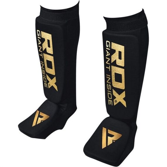 Shin Guards RDX – Black/Gold – L, Size: L, Colour: Schwarz