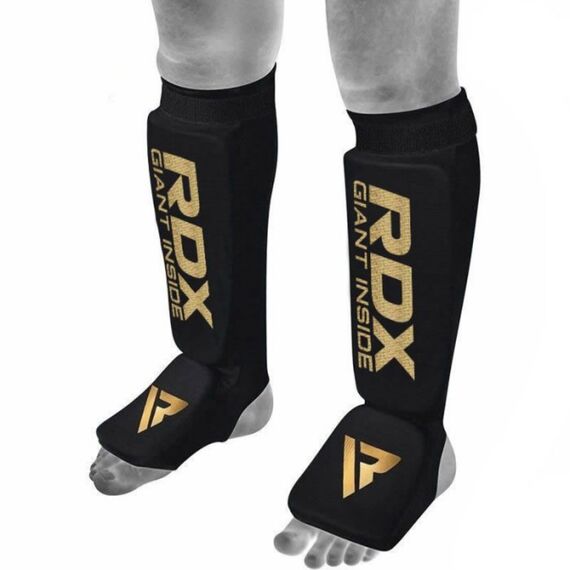 Shin Guards RDX – Black/Gold – L, Size: L, Colour: Schwarz, 2 image