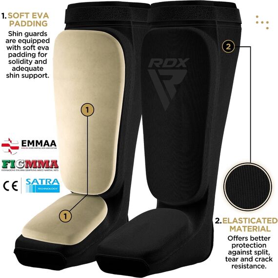 Shin Guards RDX – Black/Black – M, Size: M, Colour: Schwarz, 5 image
