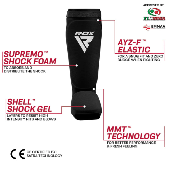 Shin Guards RDX – Black/White – S, Size: S, Colour: Schwarz, 3 image